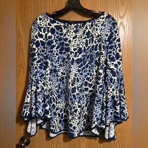 Coco Bianco Blue and White Patterned Blouse